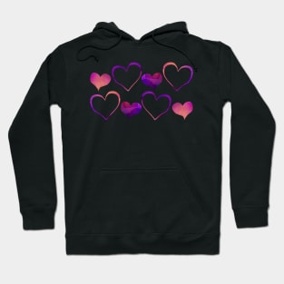 Watercolour pink and purple hearts (Valentines day) Hoodie